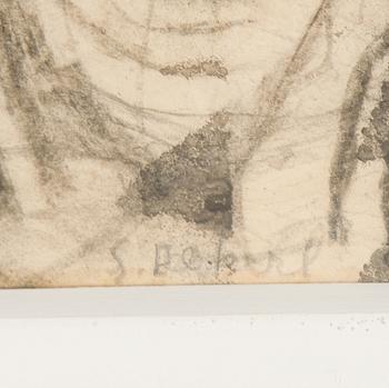 Siri Derkert, ink and charcoal on paper, signed.