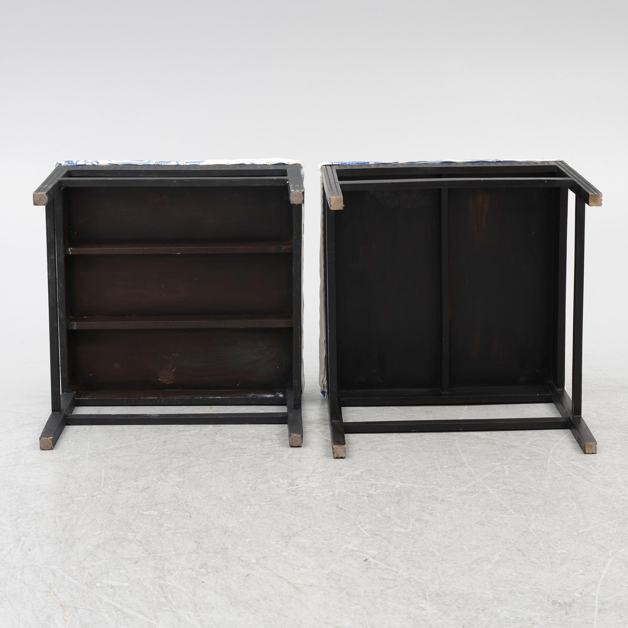 Two gustavian style stools, 20th century.