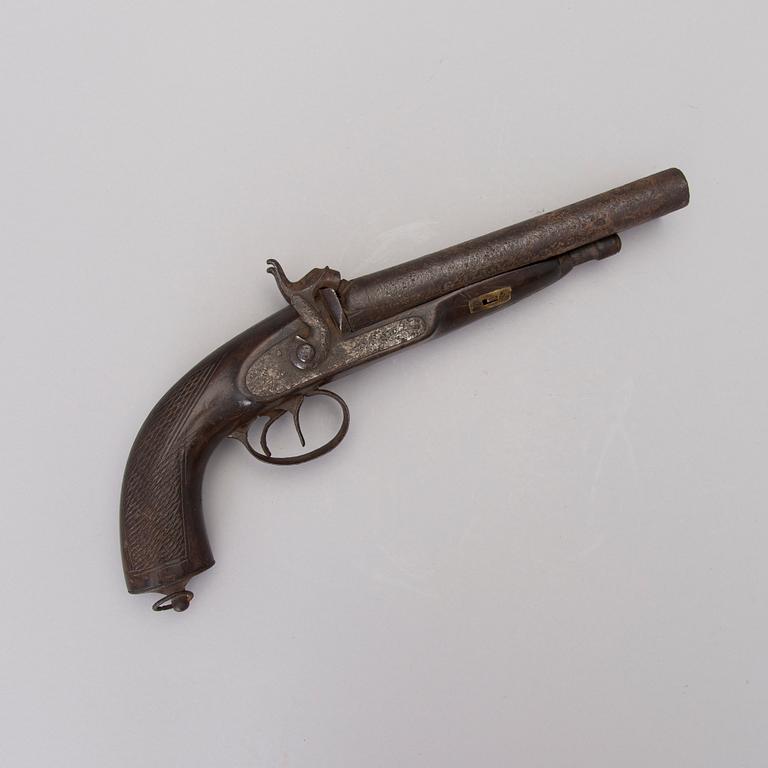 A Central European percussion lock pistol from the first half of the 19th century.