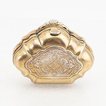 Jorgen Nielsen Brosboll dosa delvis förgyllt silver Veijle 1749 rokoko.