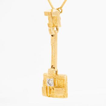 Björn Weckström, Necklace, 18K gold with an octagonal-cut diamond, for Lapponia. Finland, 1978.