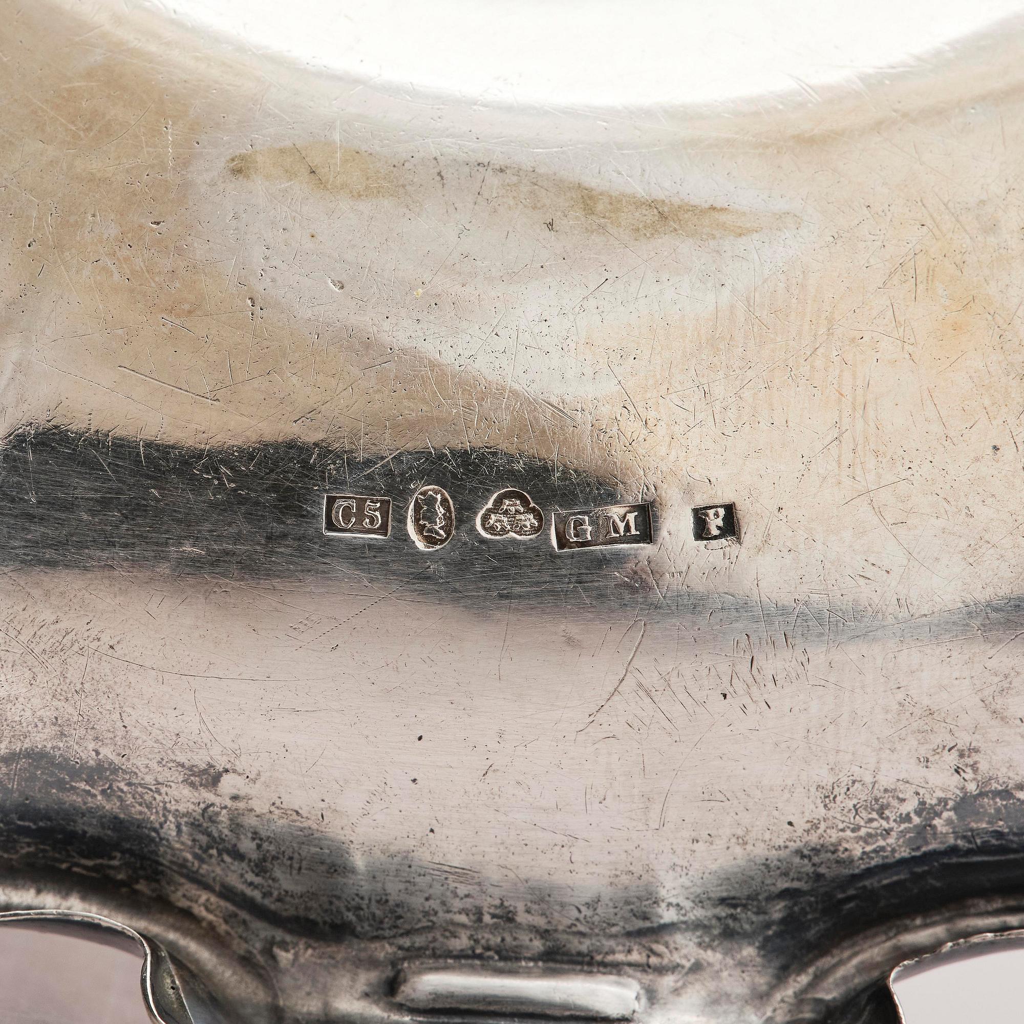 Gustaf Möllenborg, nattljusstakar, ett par, silver, Stockholm 1857.