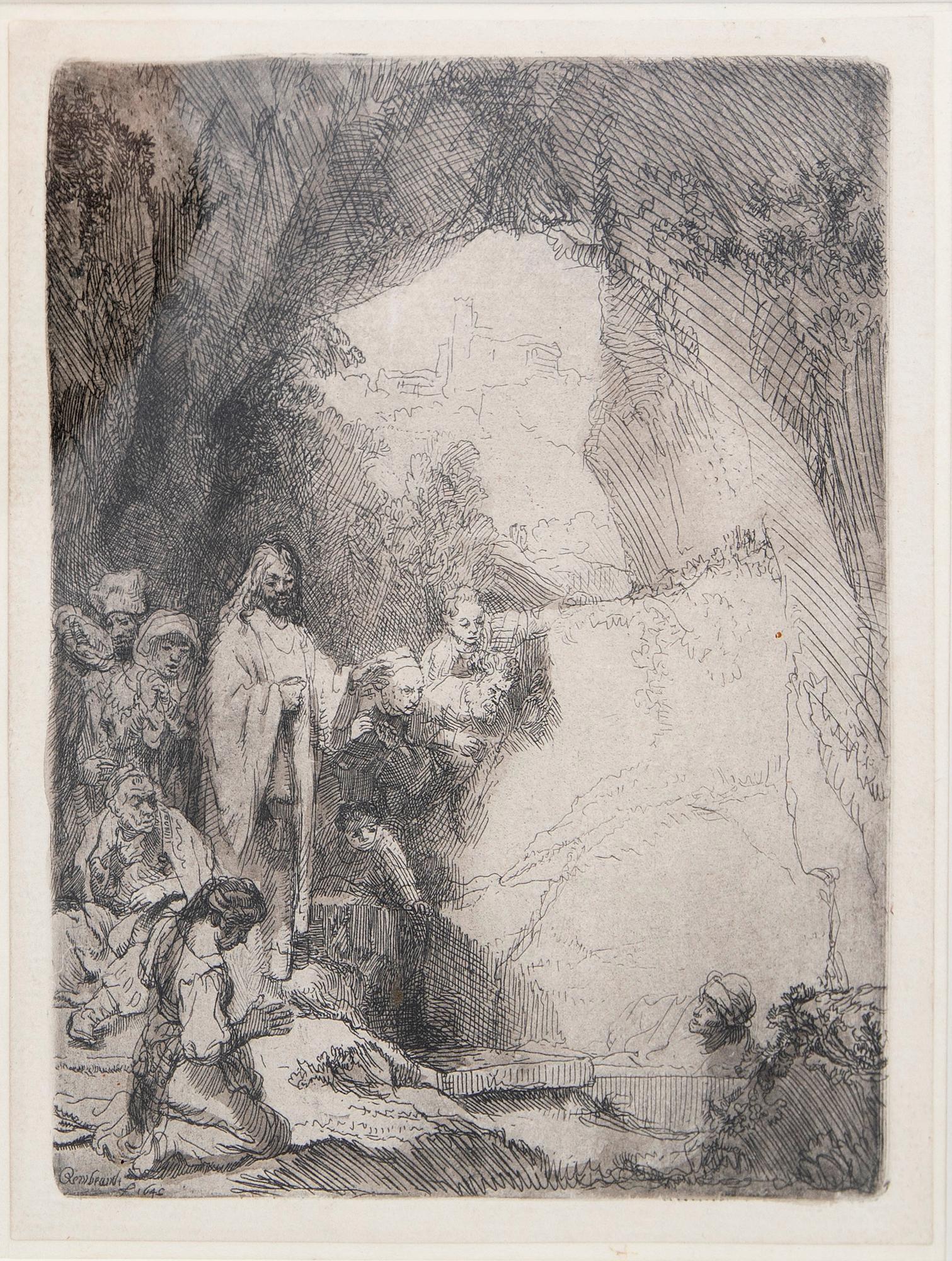 Rembrandt Harmensz van Rijn, The raising of Lazarus, small plate, later print.