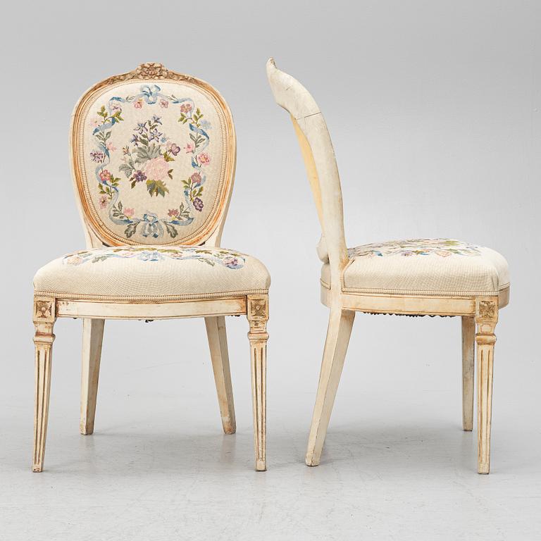 Four chairs, Louis XVI style, 20th century.