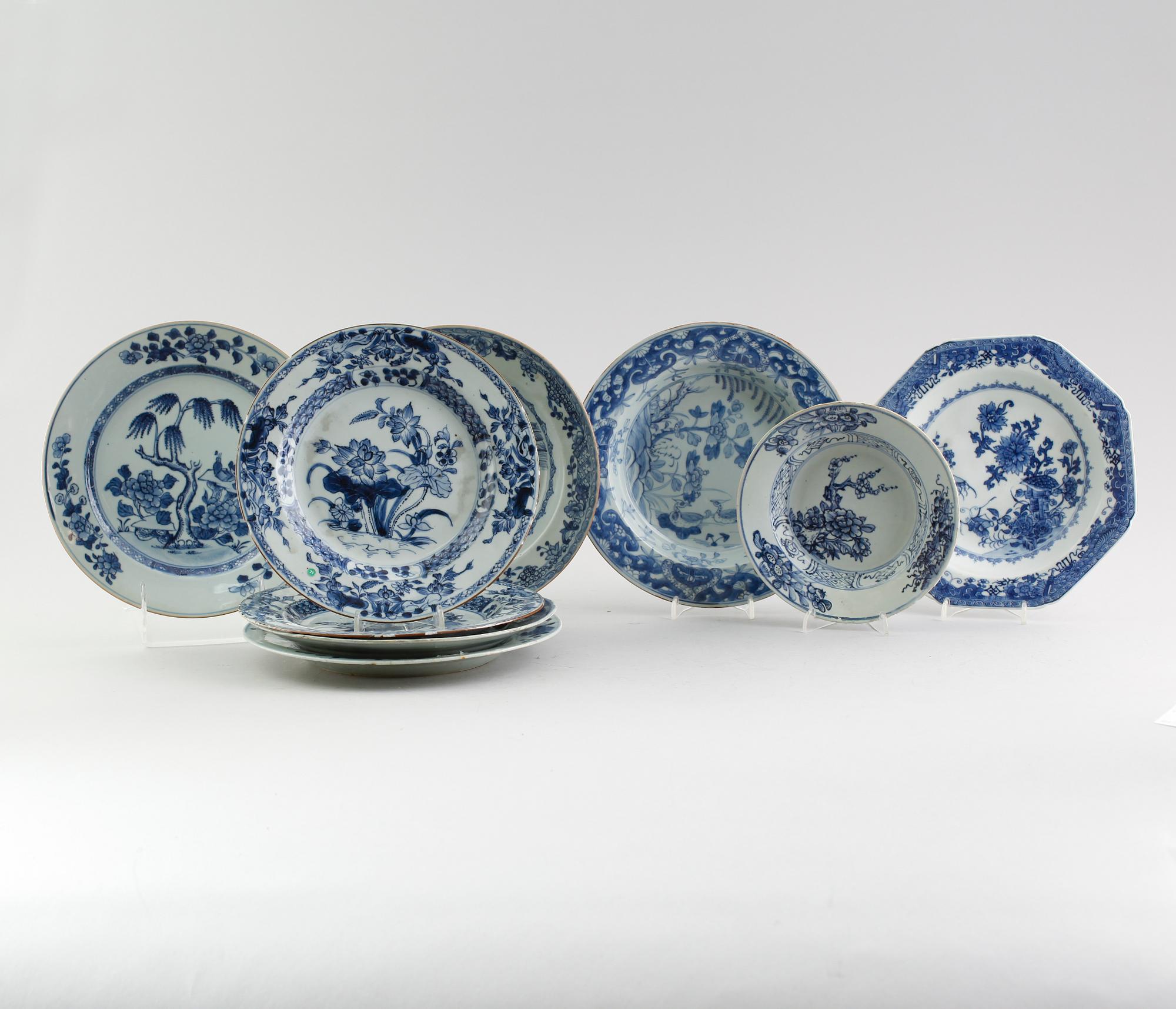 TALLRIKAR, 9 st, porslin, Kina, 1700-/1800-tal.