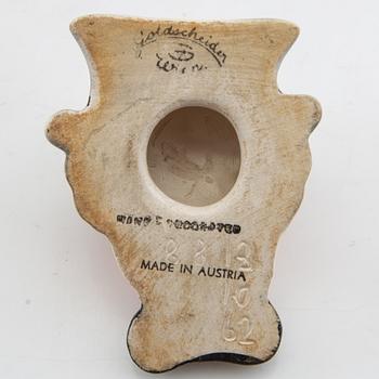 Wall masks 5 pcs including Goldscheider mid-20th century porcelain/terracotta.