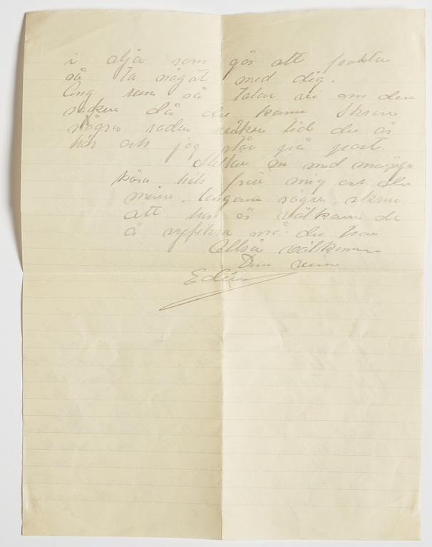 LETTERS (2) and POSTCARD to GAN (Gösta Adrian-Nilsson) from, among others, Vilhelm Bjerke-Petersen and Edvin Ganborg.