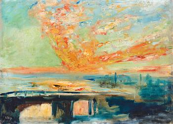 420. Lesser Ury, "Sonnenuntergang über der Themse (Waterloo Bridge), London".