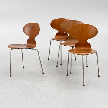 Arne Jacobsen, four 'Ant' chairs, Fritz Hansen, Denmark, 1950s/60s.