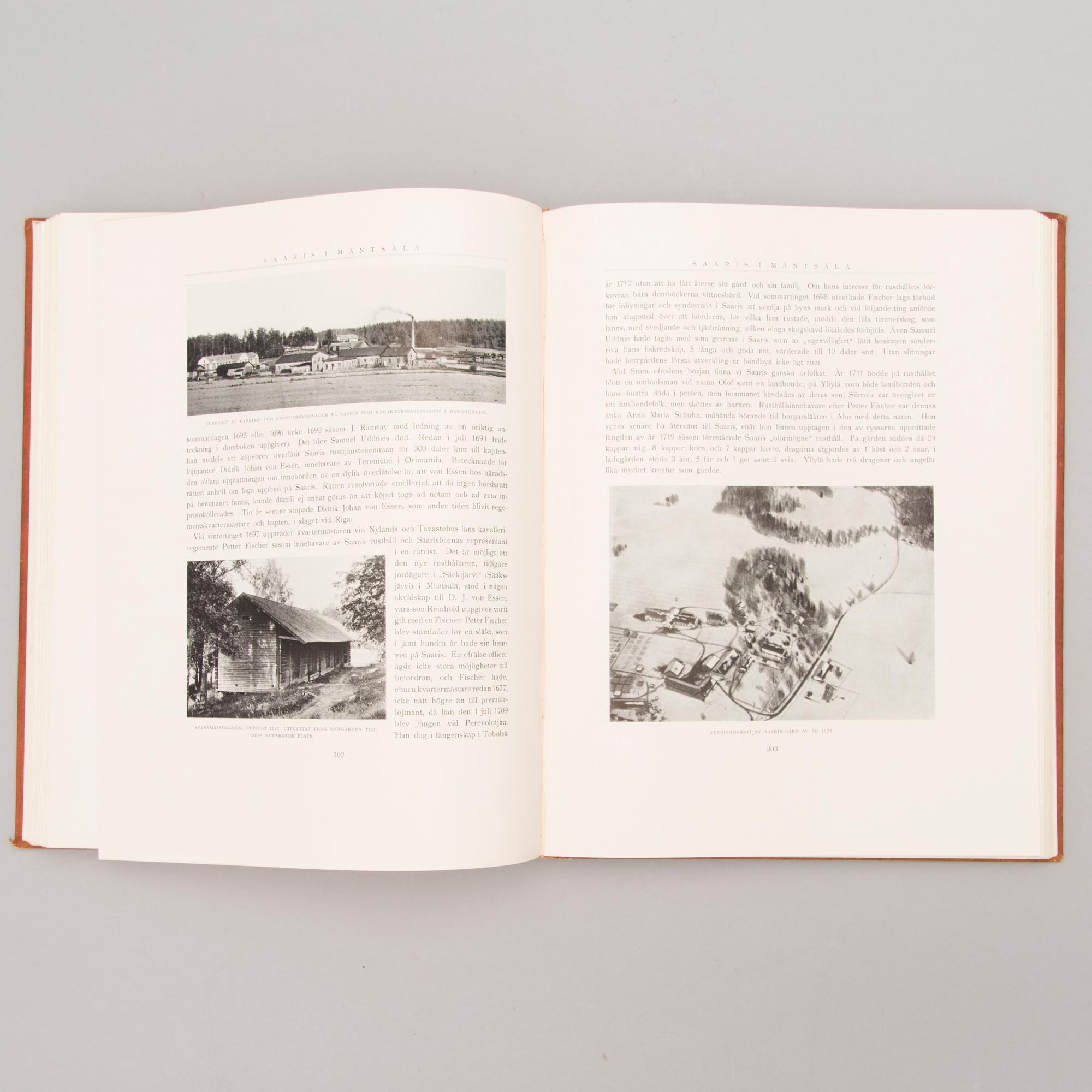 A three-volume book set about mansions in Finland "Herrgårdar i Finland", Helsinki 1928-29.