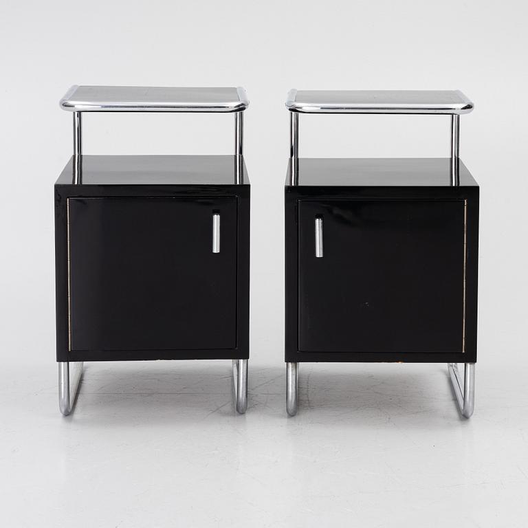 Bedside tables, a pair, Functionalist, 1930s.