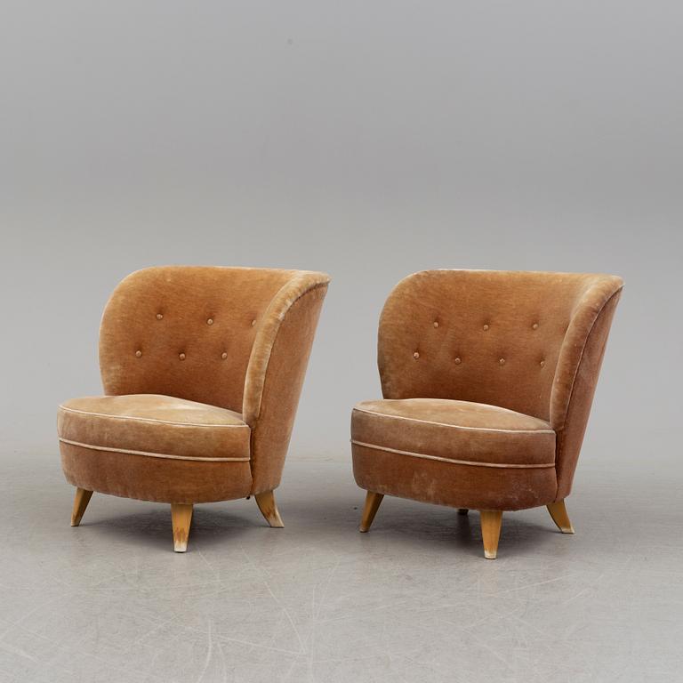 A pair of Swedish Modern easy chairs, 1940's.