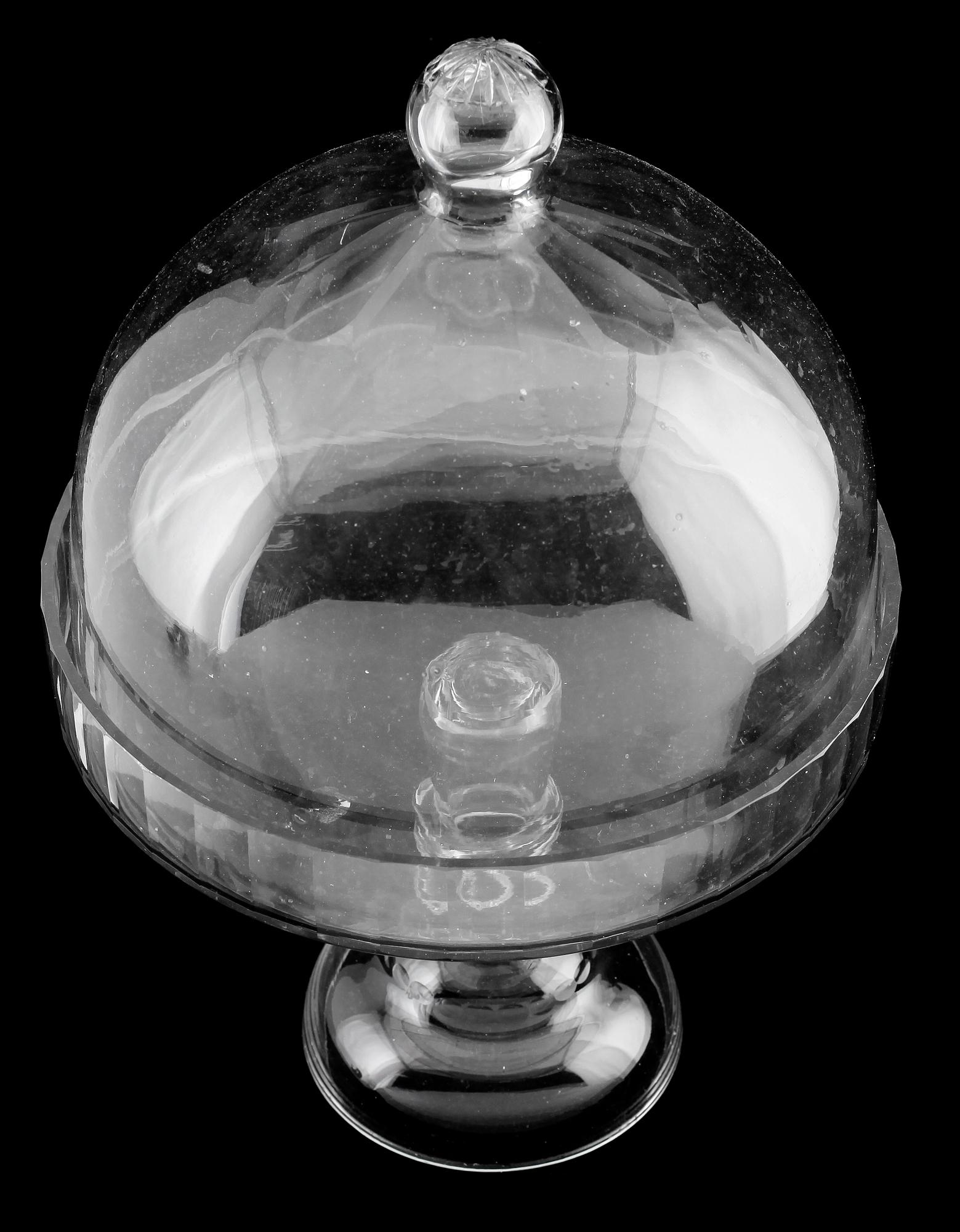 TÅRTFAT med kupa, glas, 1800-talets mitt.