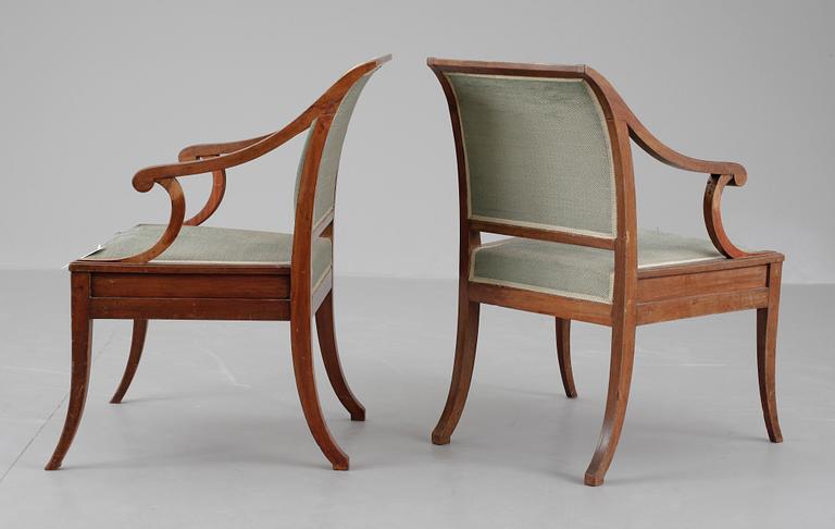 KARMSTOLAR, ett par, empire, 1800-talets första hälft.