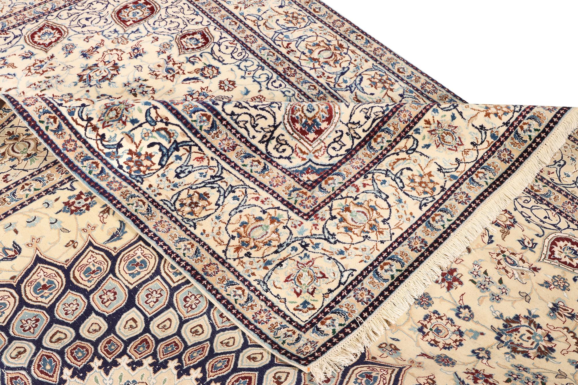 A part silk Nain carpet, 9LA, a. 344 x 245 cm.