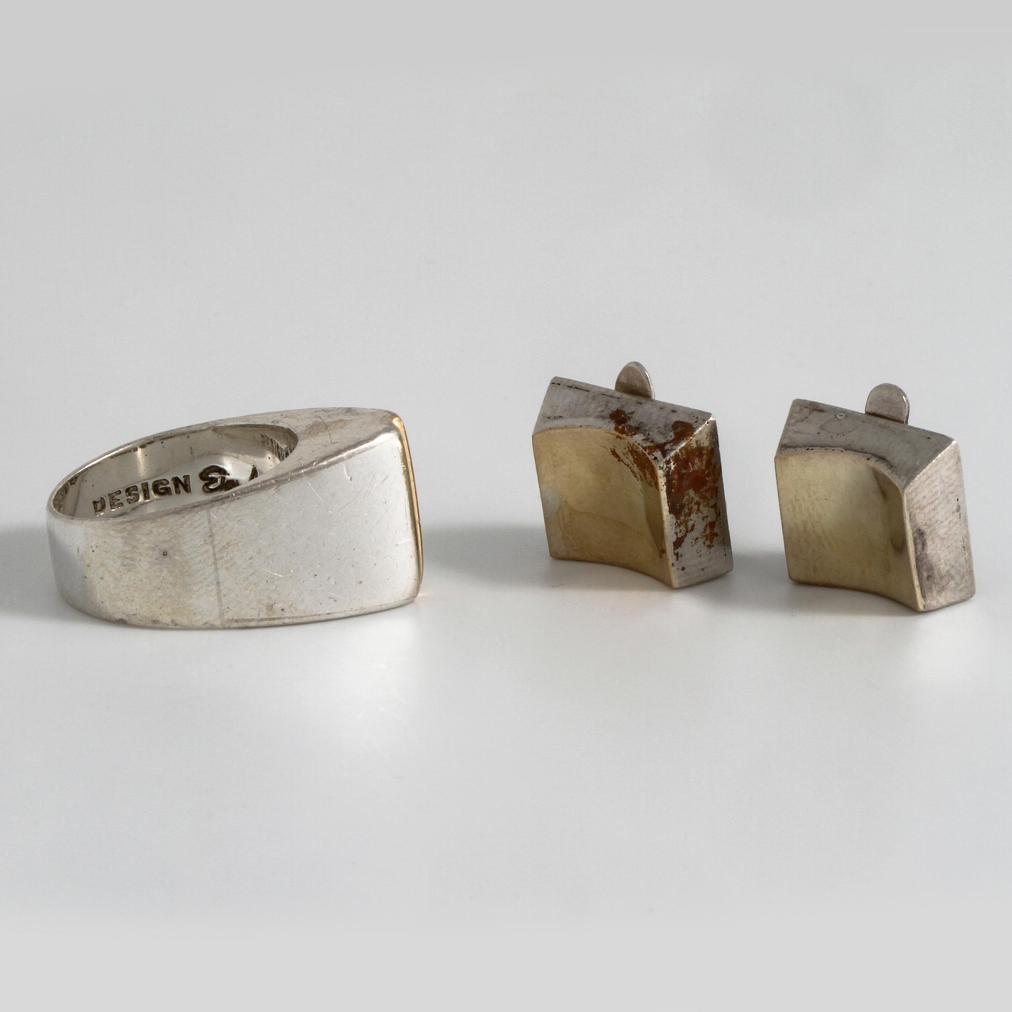 ELON ARENHILL, ring samt örhängen, Malmö, 1967.