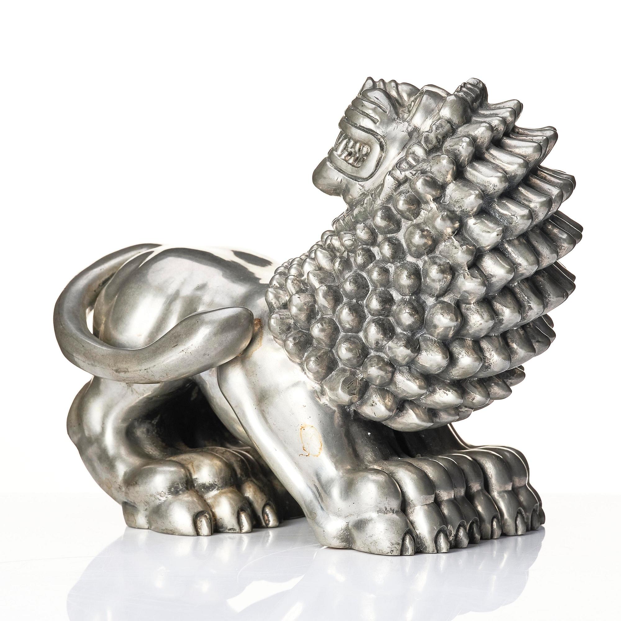 Anna Petrus, a pewter sculpture of a lion, Firma Svenskt Tenn, Stockholm, mid-20th century.
