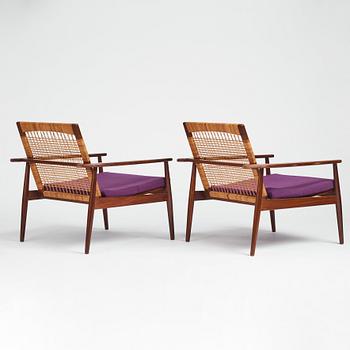 Hans Olsen, a pair of model '519' easy chairs, Juul Kristensen, Denmark, 1950's.