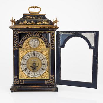 A Swedish late Baroque japanned bracket clock, first part of the 19th century.