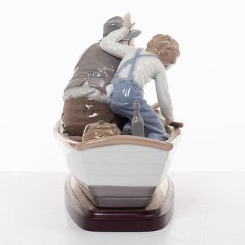 Lladro, two figurines, Salvador Furió, "A fishing lesson", and José Puché, "Fishing with gramps", Spain.