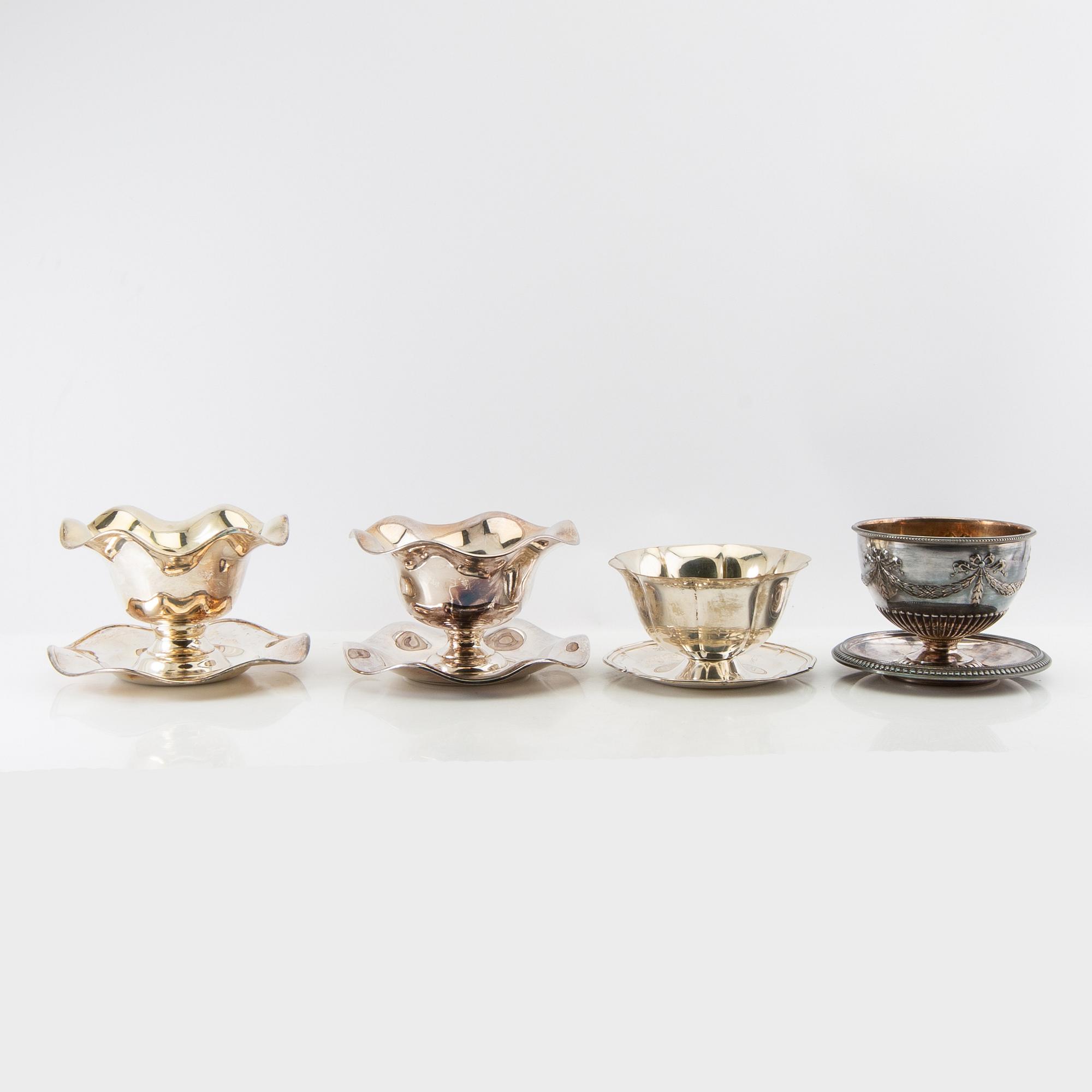 Sauce bowls 4 pcs, silver-plated, first half of the 20th century.