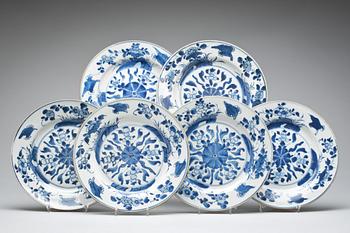TALLRIKAR, 6 st. Porslin, Kina Kangxi(1662-1722).