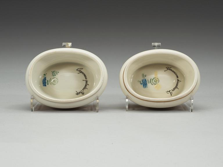 A pair of Royal Copenhagen "Flora Danica" salts, Denmark, 20th Century.