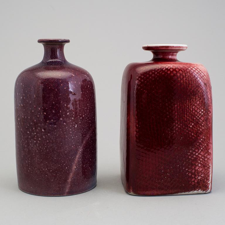 STIG LINDBERG, two stoneware vases, Gustavsberg 1960/70-tal.