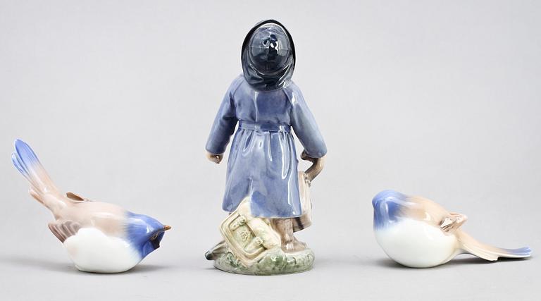 FIGURINGRUPP, porslin, 3 st, Royal Copenhagen, Bing & Gröndal.