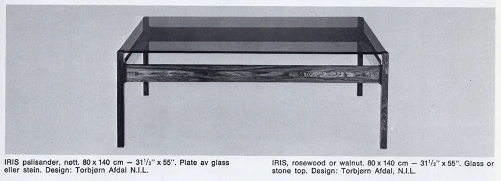 Torbjørn Afdal, an “Iris” coffee table, Haug Snekkeri A/S for Bruksbo, Norway, 1970s.