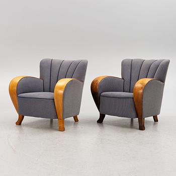 Easy chairs, a matched pair, first half of the 20th century.