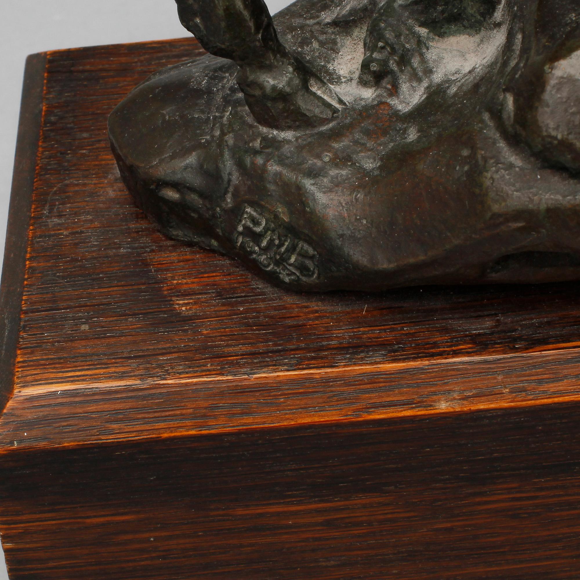 OKÄND KONSTNÄR, skulptur, brons, monogramsignerad o daterad PWB, 1908.