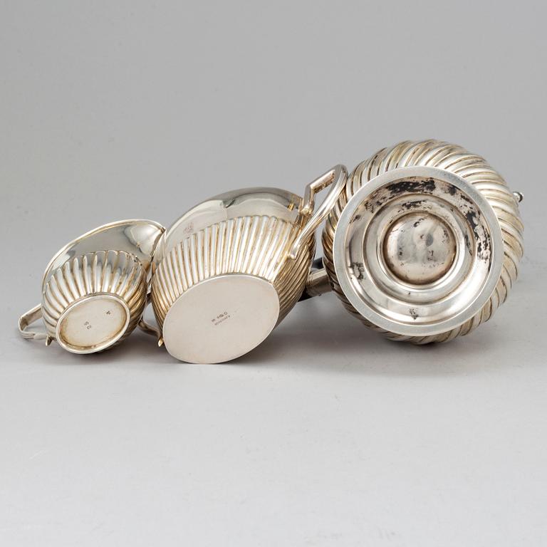 KAFFESERVIS, 3 delar, silver, 1893-1926.
