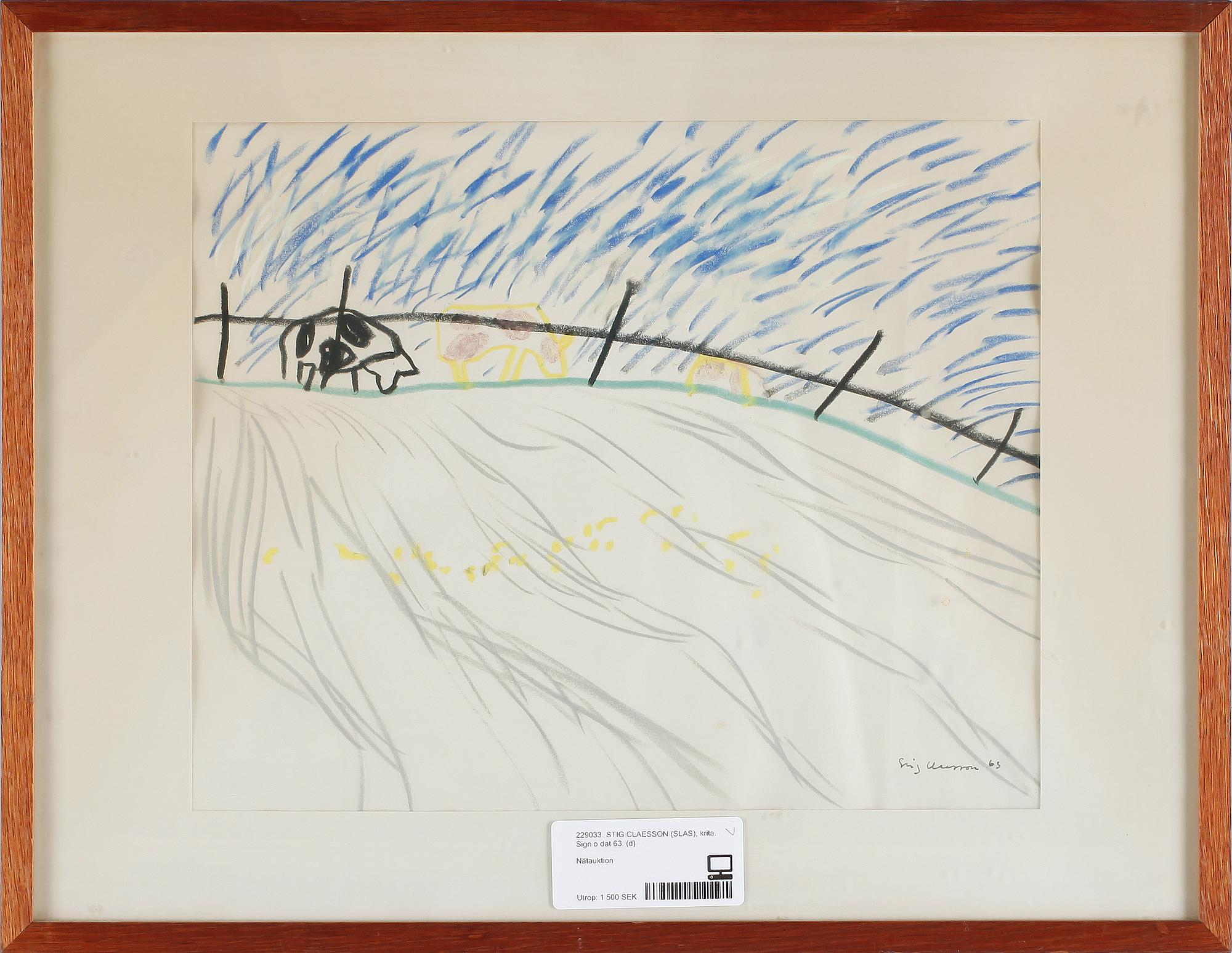 STIG CLAESSON (SLAS), krita. Sign o dat 63.