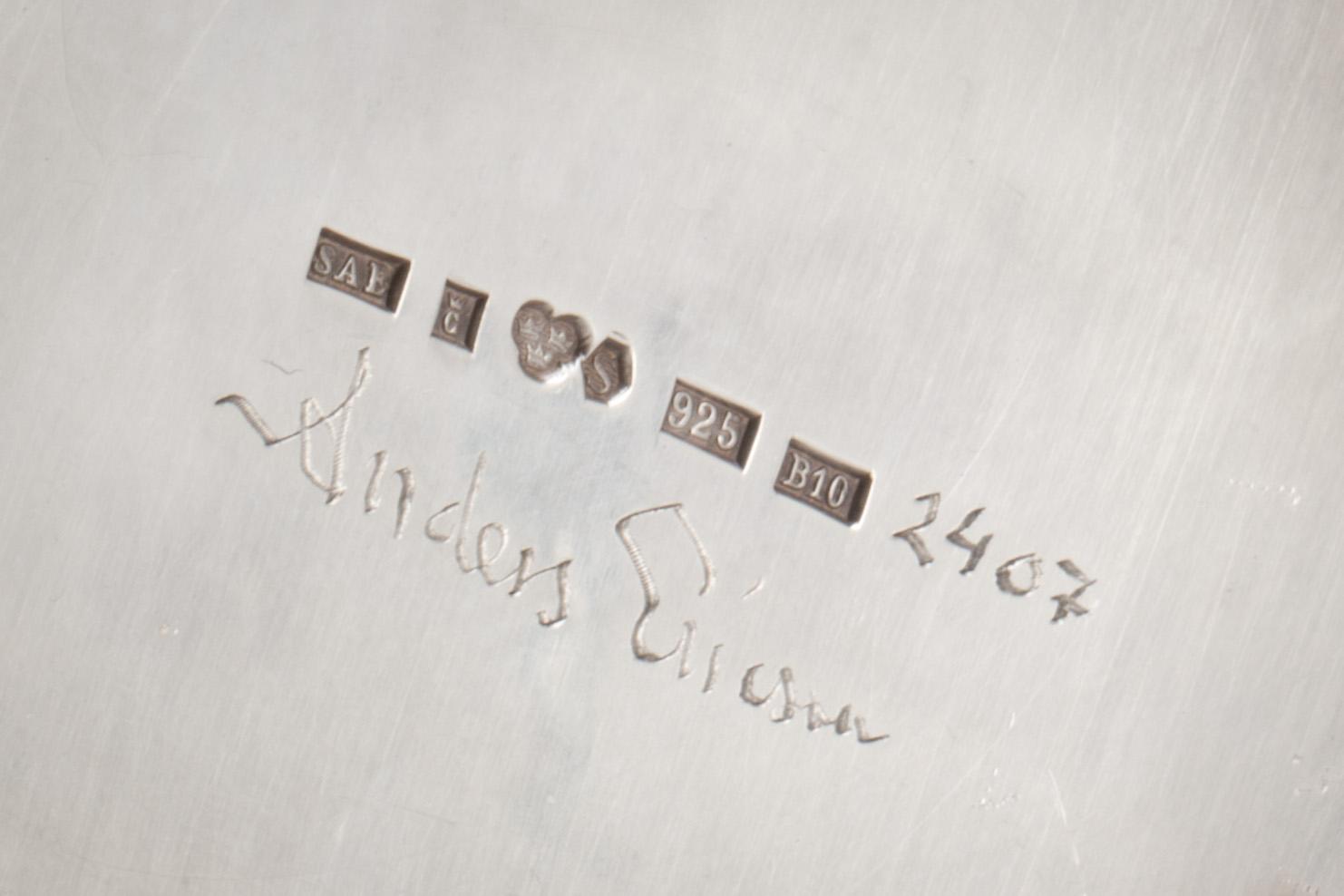 KANNA samt SKÅL, sterlingsilver. Anders Ericsson, Kristianstad, 1976. Vikt ca.