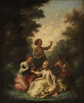 NARCISSE DIAZ, hans krets, olja på duk, 1800-tal.