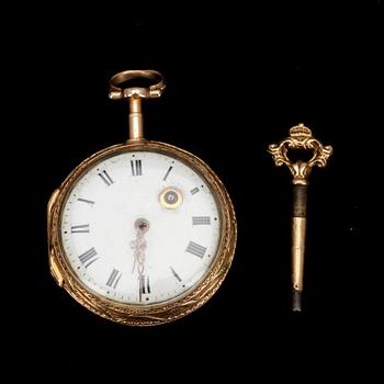 FICKUR, Le Noir, Paris 3-färgsguld, kring sekelskiftet 17/1800.