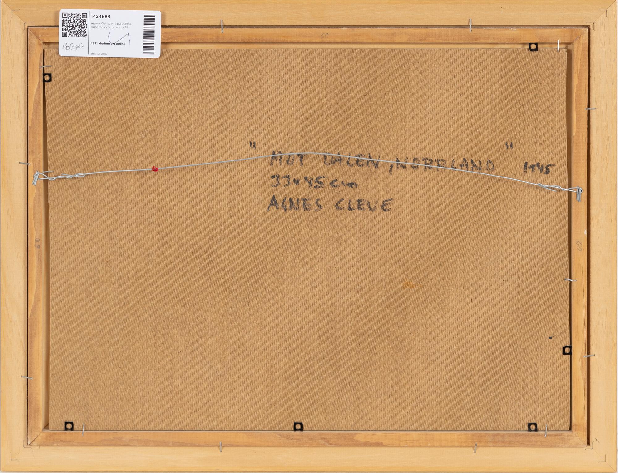 Agnes Cleve, oil on panel, signed and dated -45.