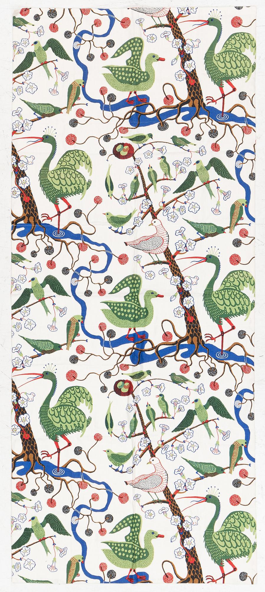 Josef Frank, jalusigardin, "Gröna fåglar", Firma Svenskt Tenn.