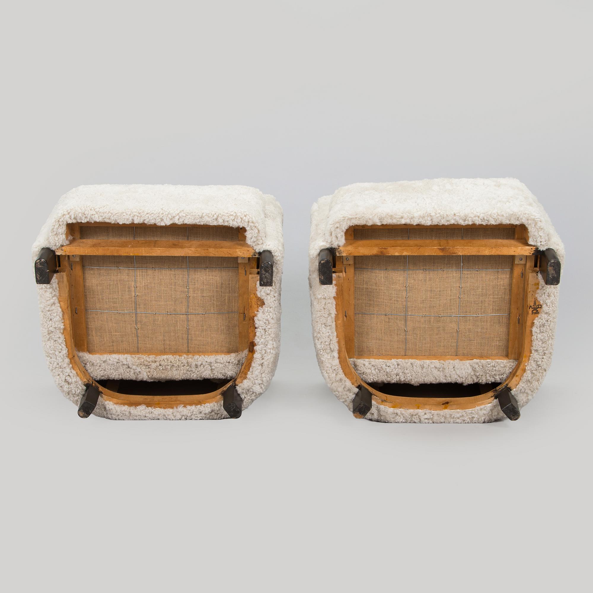 A pair of  1930s/40s. 'Continent' armchairs model 217, Asko, Finland.