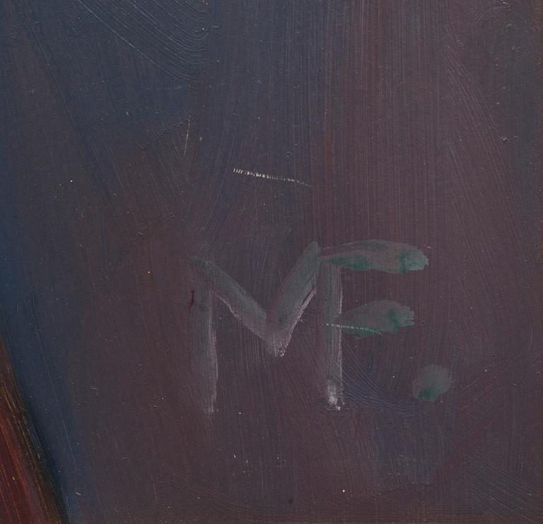 MOLLIE FAUSTMAN, olja på pannå, monogramsignerad.