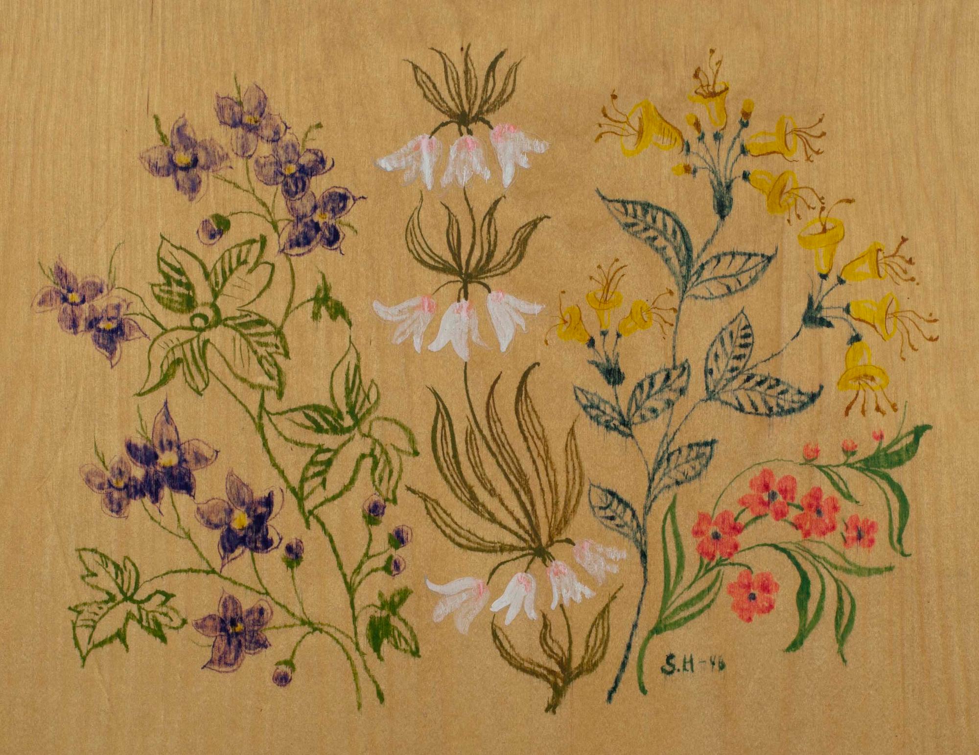 SAARA HOPEA, BLOMMOR, olja på faner, sign. -46.