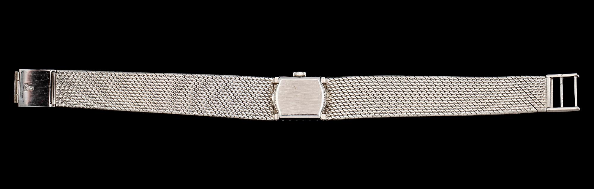 ARMBANDSUR, 18K vitguld med biljantslipade diamanter, Omega. Total vikt ca 55 g.