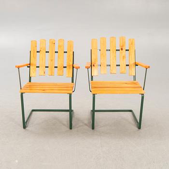A five pcs garden suite by Arthur Lindquist  model A2, Grythyttan Stålmöber, late 20th century.