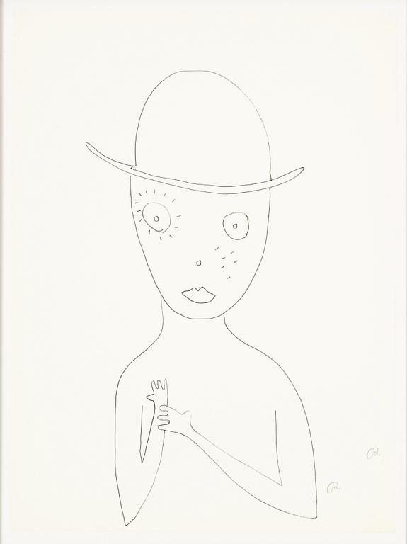 Roger Risberg, indian ink drawing, signed. Executed in 2008.