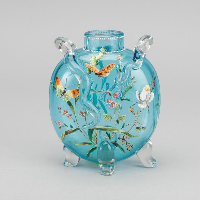 ERNEST LEVEILLÉ, a signed handpainted glass vase.