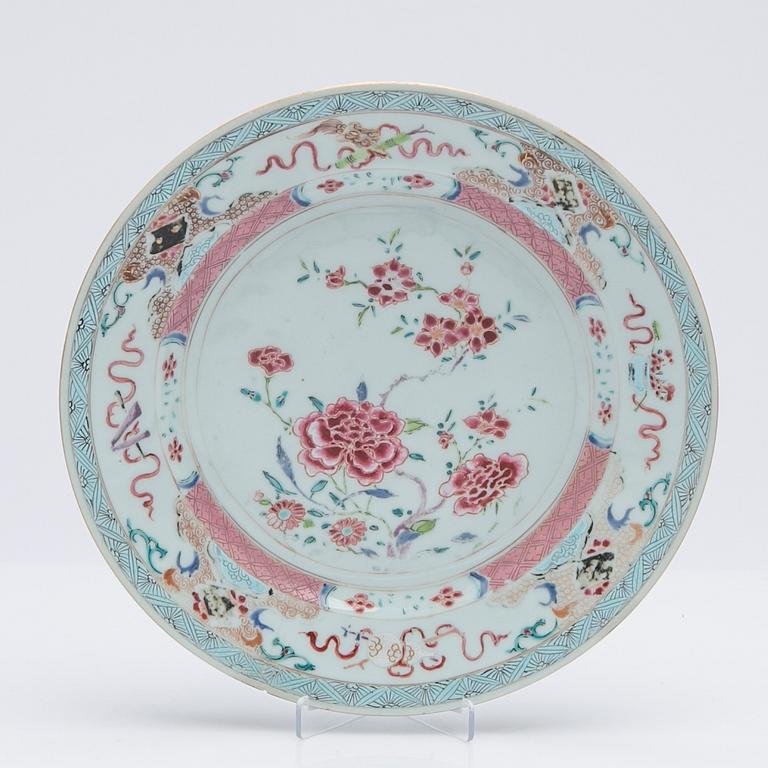 Tallrikar, 5 st, porslin, Kina, Qianlong (1736-95).
