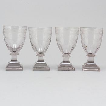 Four late Gustavian wine glasses, early 19th century.