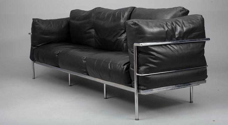 SOFFA, skinn och förkromad metall, 1980-tal.