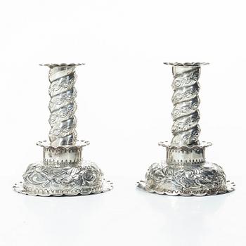 John Henry Rawlings, ljusstakar, ett par, silver, London, England, 1887.
